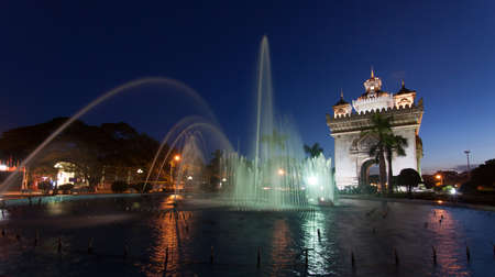 Patuxai, a memorial monument, in Vientiane, Laosの写真素材