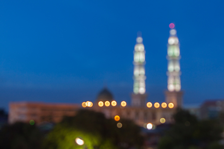 Blur image or bokeh light of Anyusro Mosque in Bangkok , Thailandの写真素材