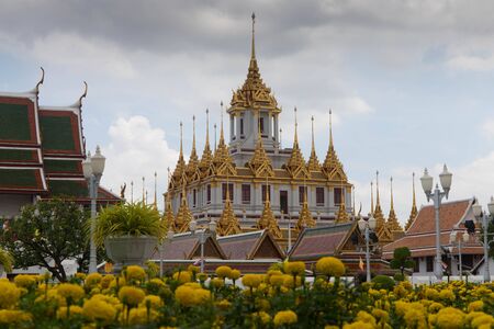 Famous temple  Loha prasat (metallic castle) of Ratchanadda Temple in Bangkok, Thailandの写真素材