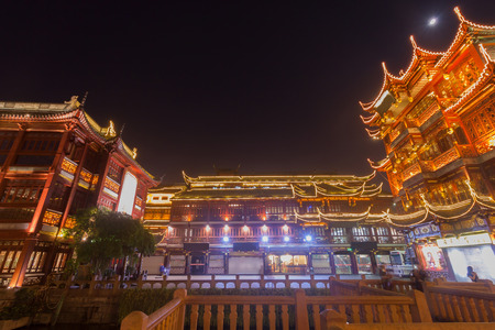 Old town Yuyuan district at night , Shanghai Chinaのeditorial素材
