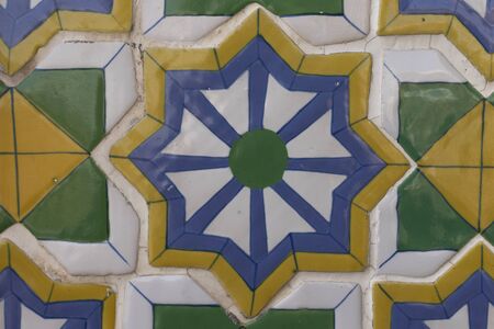 Texture of Ancient Ceramic tile decorated with Thai art