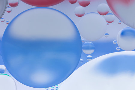 Oil and water abstract in white and  blue