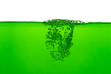 Close up of air bubble and water splash,Water splash isolated on white background.の写真素材