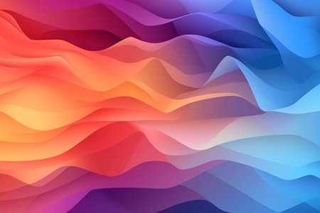 Abstract background with wavy lines. Color gradient illustration. By Generative AI.の素材