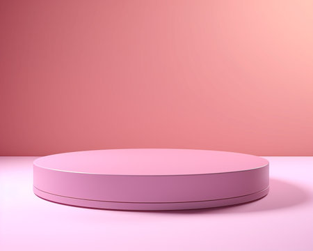 3d render of a pink podium for product presentation on pink background. By Generative AI.の素材