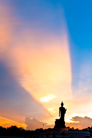 silhouette of Buddha statue, Thailandの写真素材