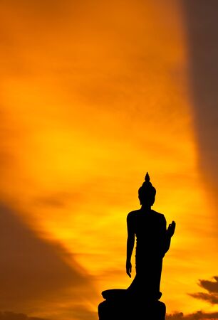silhouette of Buddha statue, Thailandの写真素材