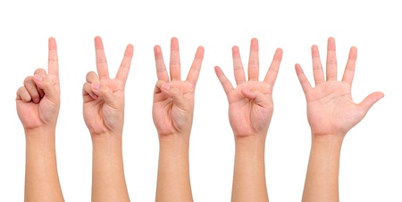 Compilation of counting hand sign  isolated on whiteの写真素材
