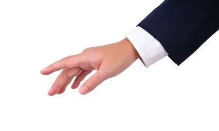 Business man's hand gesturing, isolated on white