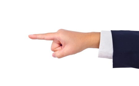 Business man's hand  pointing isolated on whiteの写真素材