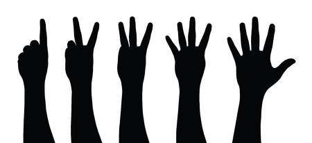 Collection of counting hands silhouettesのイラスト素材