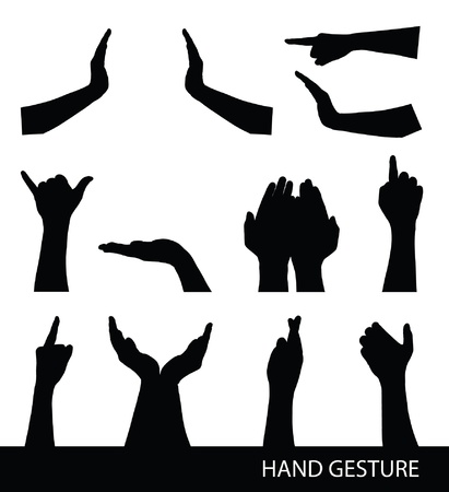 Collection of hand sign silhouettesのイラスト素材