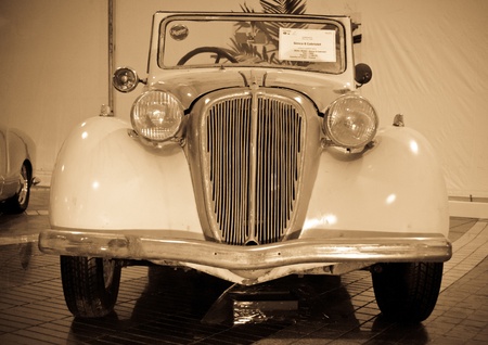 PATHUM THANI,THAILAND-JUNE 23: a Simca 8 Cabriolet on display at the 35th Vintage Car Concours on June 23,2011 in Pathum Thani, Thailand.のeditorial素材