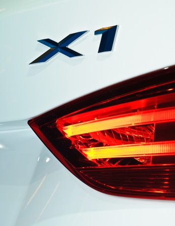 BANGKOK - SEPTEMBER 25: Rear light of BMW X1 on display at BMW XPO 2011 on September 25, 2011 at Siam Paragon in Bangkok.のeditorial素材