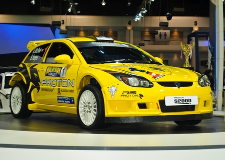 BANGKOK, THAILAND-DECEMBER 07: a Proton S2000 on display at Thailand International Motor Expo 2011 on December 07, 2011 in Bangkok, Thailand.のeditorial素材
