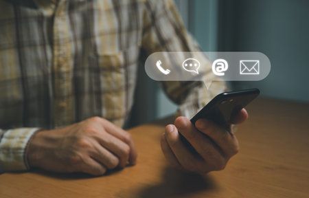 Men hand pointing finger and reach out for contact for customer service or purchase order from online shopping. Global marketing that allow business to connect with insight customer data.の写真素材