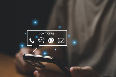 Men hand pointing finger and reach out for contact for customer service or purchase order from online shopping. Global marketing that allow business to connect with insight customer dataの写真素材
