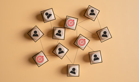Red dartboard sign as a target connected with many business person or working staff. Target customer...