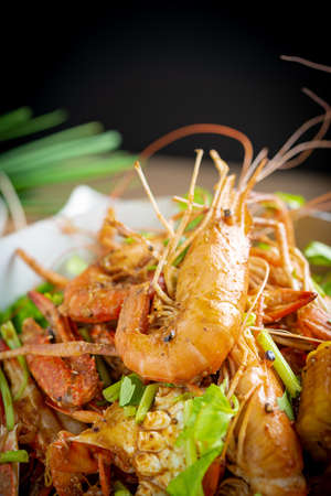 Spicy seafood bucket, Cook spicy shrimp mixed seafood Thai style, Thai foods.;の写真素材