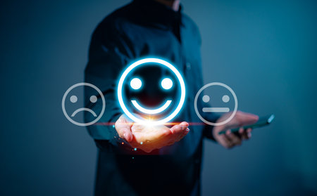 Satisfaction survey, Analyze concept of satisfaction feedback survey, Assess quality of services provided, which contribute to ranking of business's reputation.の写真素材