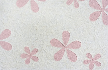 White mulberry paper include line soft pink flower art background.
