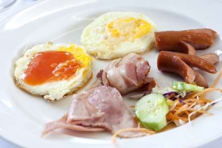 Breakfast   toasts, eggs, bacon