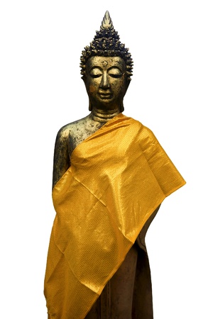 Buddha statue standing with isolated against white background の写真素材