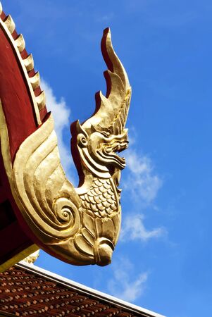 Naga Thai roof of a temple in the northern of Thailand  の写真素材