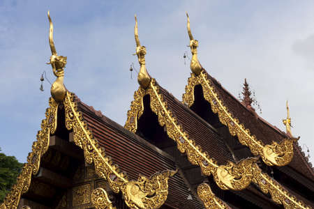 Top part of traditional Northern Thai style building の写真素材