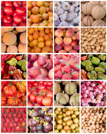 Collection of fruit and vagetable backgrounds の写真素材