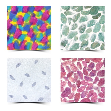 Mulberry paper set of square with  white background, hand made 