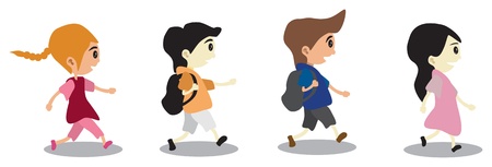 Illustration of a Group of School Children の写真素材