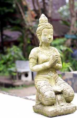 Ancient Thai sculpture in the temple of Thailand at Wat Pra-Rath , Doi Suthep,Chiang Mai Province ,Thailand.の写真素材