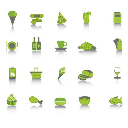 Green food collection set icons.のイラスト素材