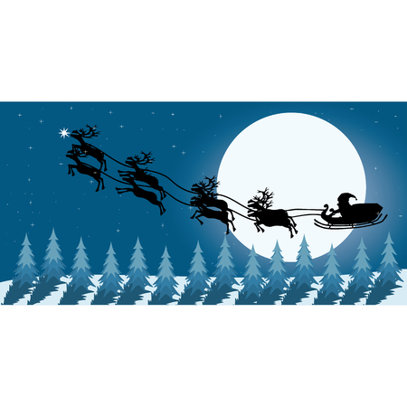 Santa claus with christmas day on the night background Vector illustration のイラスト素材