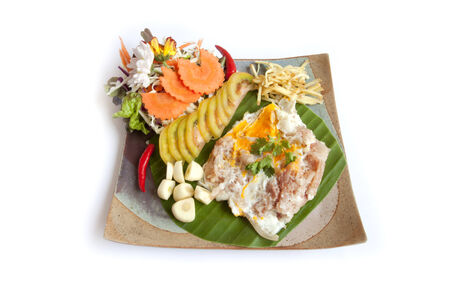 Thailand food, vegetable, pork fried with egg.の写真素材