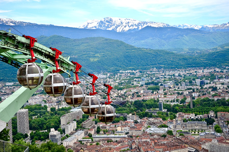 Rope-way in Grenoble, France. の写真素材