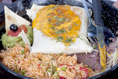 Variants of using traditional tortillas in meals (Mexican food).の写真素材