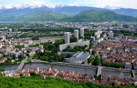 Landscape of Grenoble City, France. の写真素材