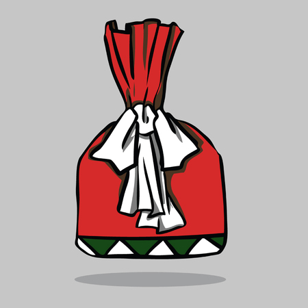 Red present with green bow, vector illustration.のイラスト素材