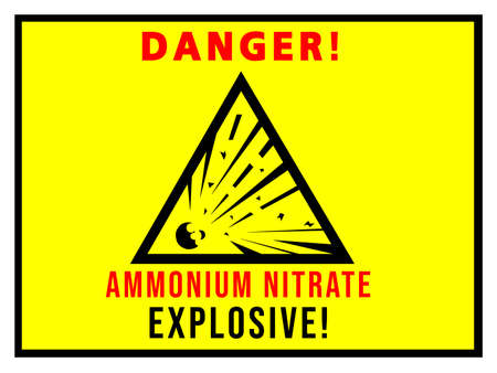 Danger warning sign explosion Ammonium nitrate Attention is an explosive. Yellow Vector Chemical Hazard Warning NH4NO3 Backgroundのイラスト素材