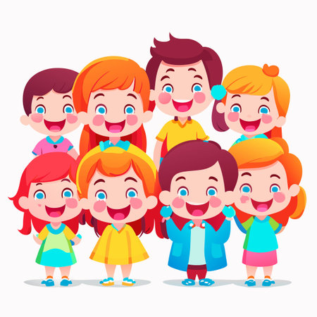Group of school kids, group of happiness childrenのイラスト素材