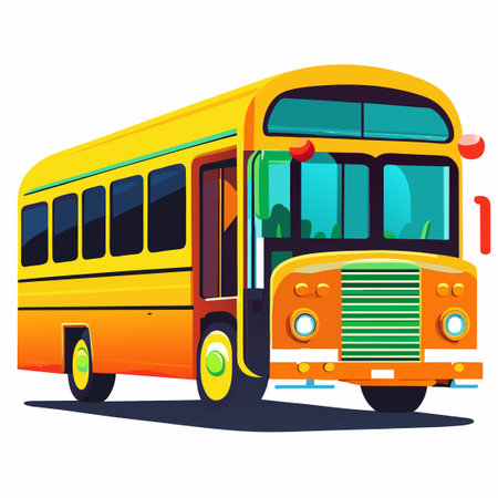 Illustration of school kids riding yellow schoolbus transportation educationのイラスト素材