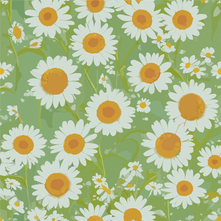 Vintage floral background with white flowers. green background. Seamless pattern for design and fashion prints.Stock vector illustration.のイラスト素材
