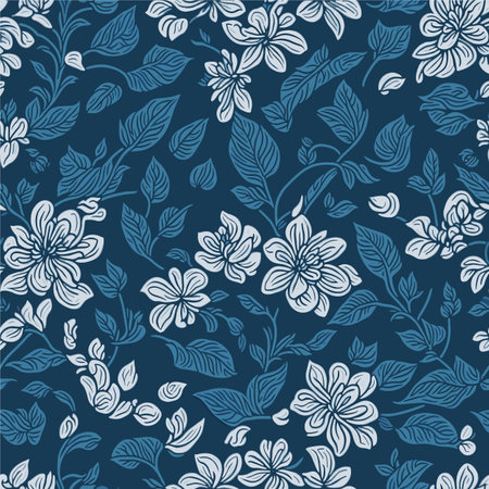 Seamless pattern with abstract flowers on darck Vector background. Creative color floral surface design.のイラスト素材