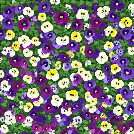 Trendy floral seamless pattern with cute purple flowers. Abstract shape flowers on white background.のイラスト素材
