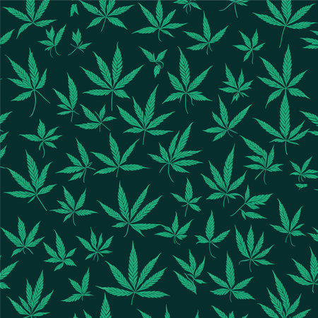 Marijuana seamless pattern vector. Light green cannabis leaf floral texture designのイラスト素材