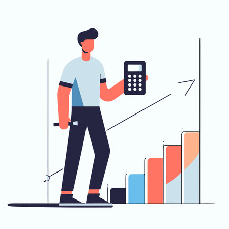 men's business ideas Running up graphs and numbers. Business style. Vector illustration.のイラスト素材