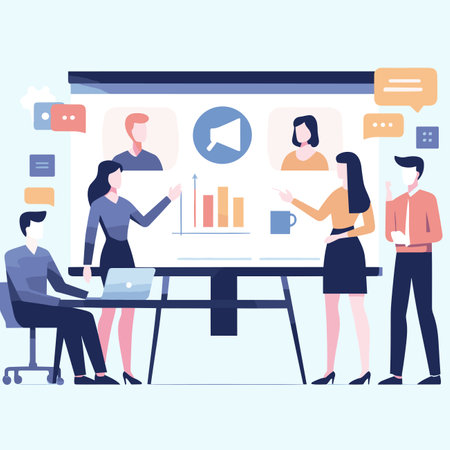 Group business team video conference meeting online and business people brainstorming concept, Vector illustrationのイラスト素材