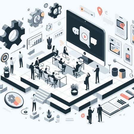 Group business team video conference meeting online and business people brainstorming concept, Vector illustrationのイラスト素材